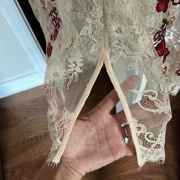 bebe Floral Embroidered Midi Dress - Red and Cream - Picture 10 of 12